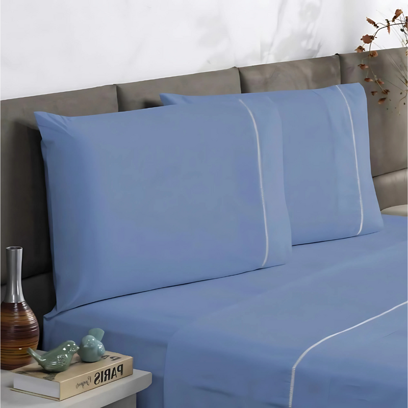 Jogo de Cama Charme Ponto Palito – Lençol de Cima, com Elástico e Fronhas