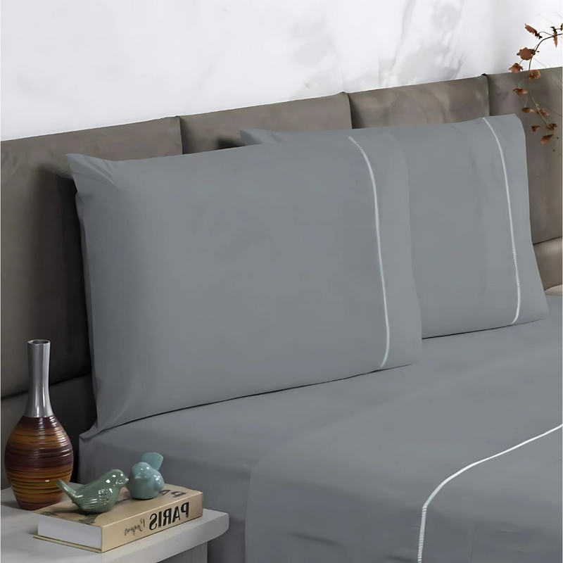 Jogo de Cama Charme Ponto Palito – Lençol de Cima, com Elástico e Fronhas