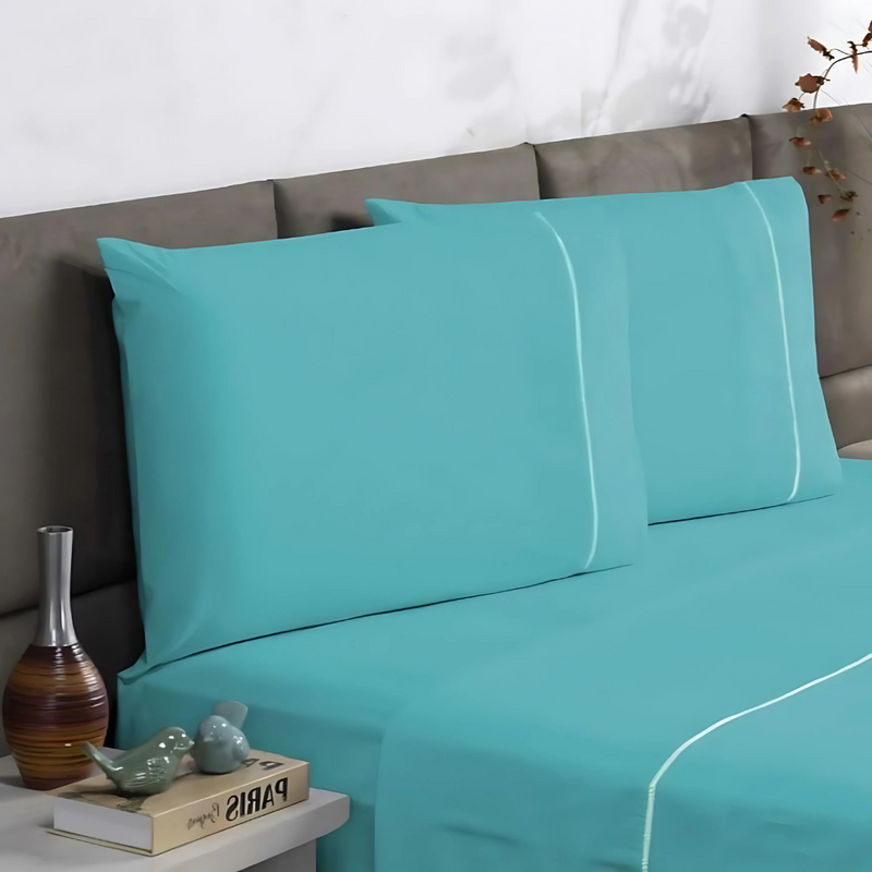 Jogo de Cama Charme Ponto Palito – Lençol de Cima, com Elástico e Fronhas