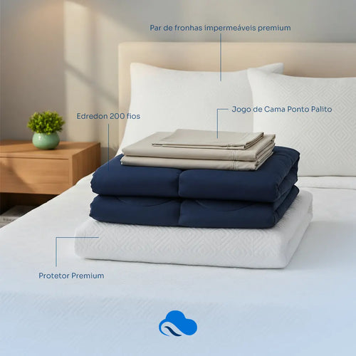 Black November | Kit Experiência Completa: Edredom 200 fios + Protetor Impermeável + Jogo de Cama