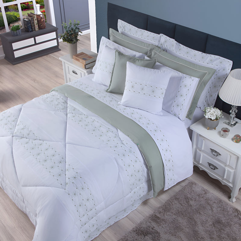 Kit Edredom Damasco Completo - 11 Peças -  Conforto e Elegância