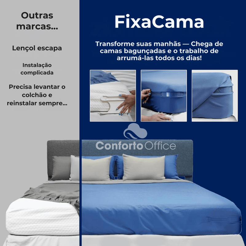 FixaCama - Fixador Inteligente de Lençol - Cama Sempre Arrumada!