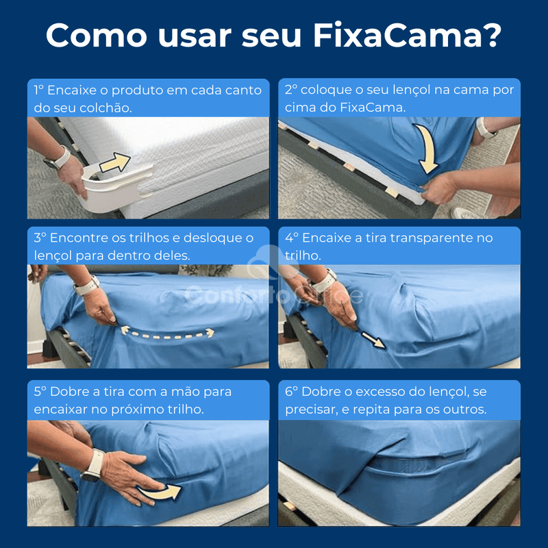 FixaCama - Fixador Inteligente de Lençol - Cama Sempre Arrumada!