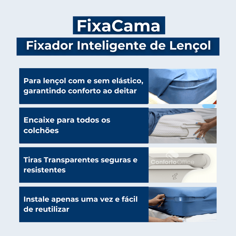 FixaCama - Fixador Inteligente de Lençol - Cama Sempre Arrumada!