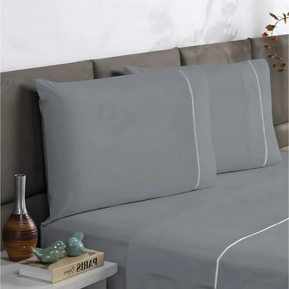 Jogo de Cama Charme Ponto Palito – Lençol de Cima, com Elástico e Fronhas Enxovais