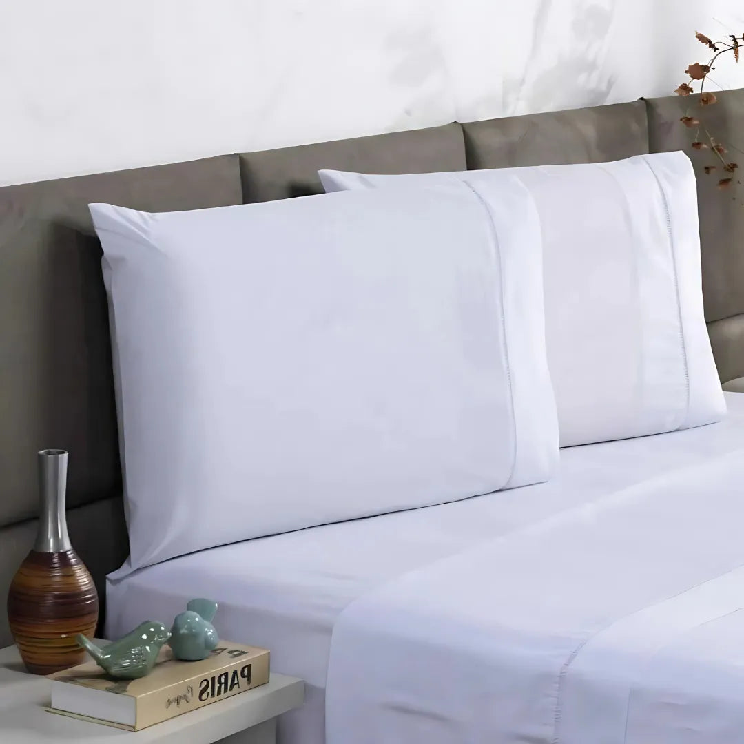 Jogo de Cama Charme Ponto Palito – Lençol de Cima, com Elástico e Fronhas Enxovais