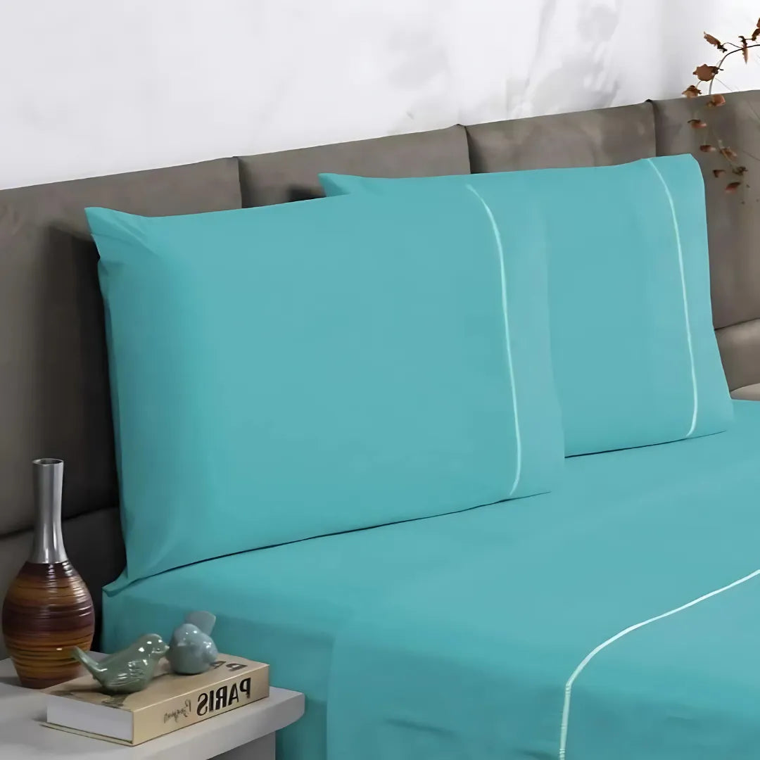 Jogo de Cama Charme Ponto Palito – Lençol de Cima, com Elástico e Fronhas Enxovais