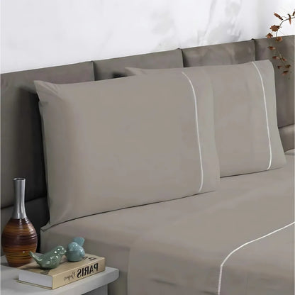 Jogo de Cama Charme Ponto Palito – Lençol de Cima, com Elástico e Fronhas Enxovais