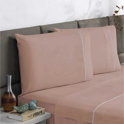 Jogo de Cama Charme Ponto Palito – Lençol de Cima, com Elástico e Fronhas Enxovais