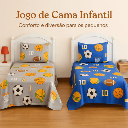 Jogo de Cama Esportes Infantil – Solteiro 3 Peças Enxovais