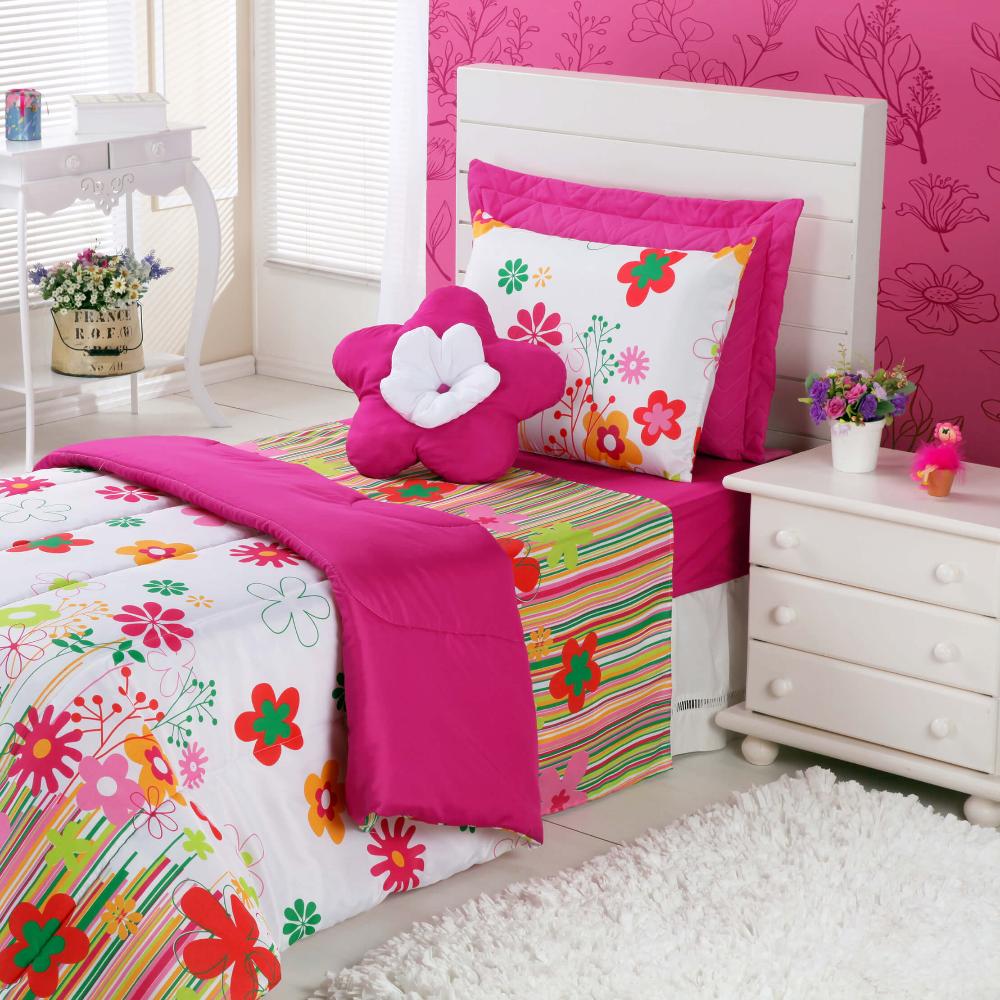 Edredom Garden Solteiro – Kit 3 Peças – Delicadeza e Conforto para Noites Perfeitas