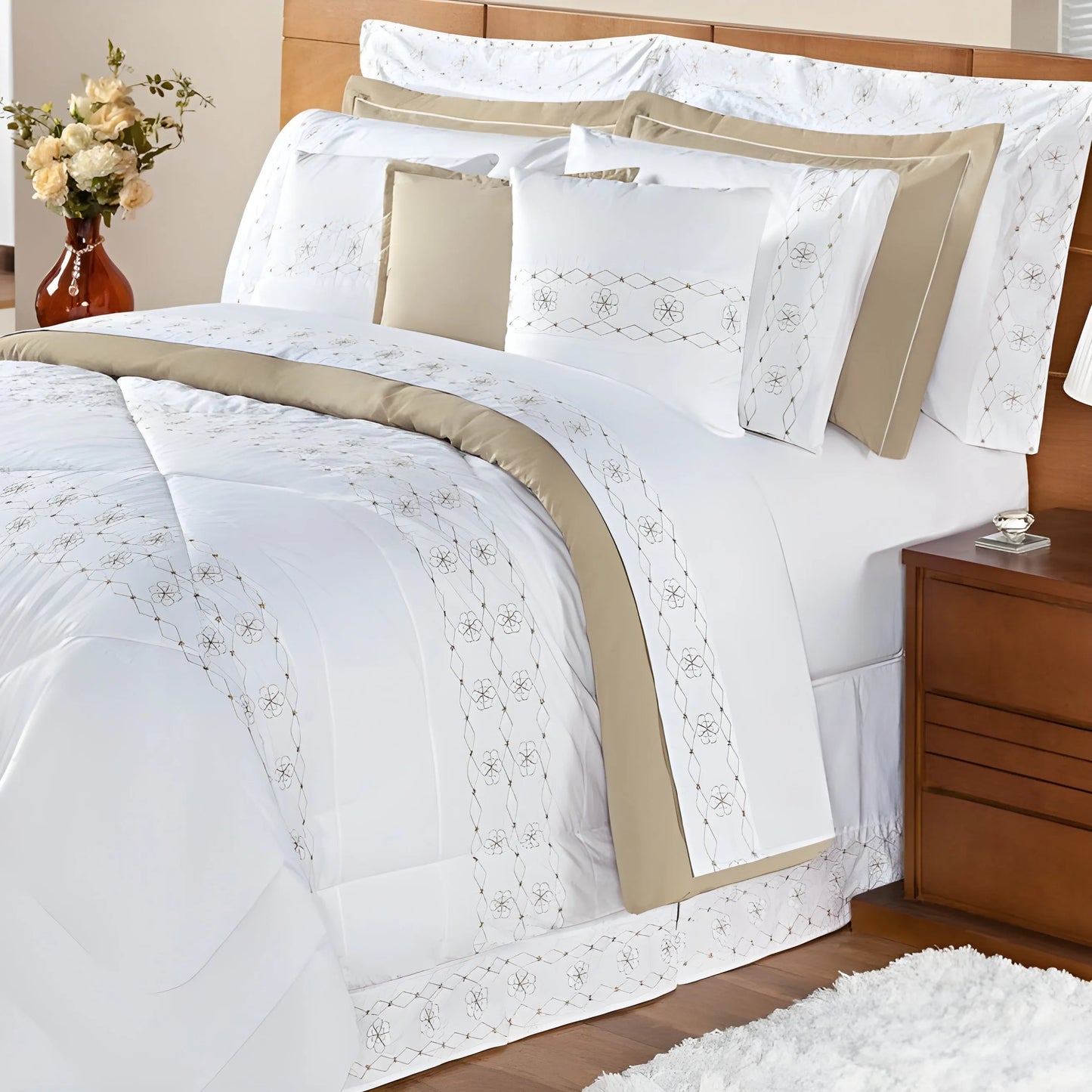 Kit Edredom Damasco Completo - 11 Peças -  Conforto e Elegância Enxovais