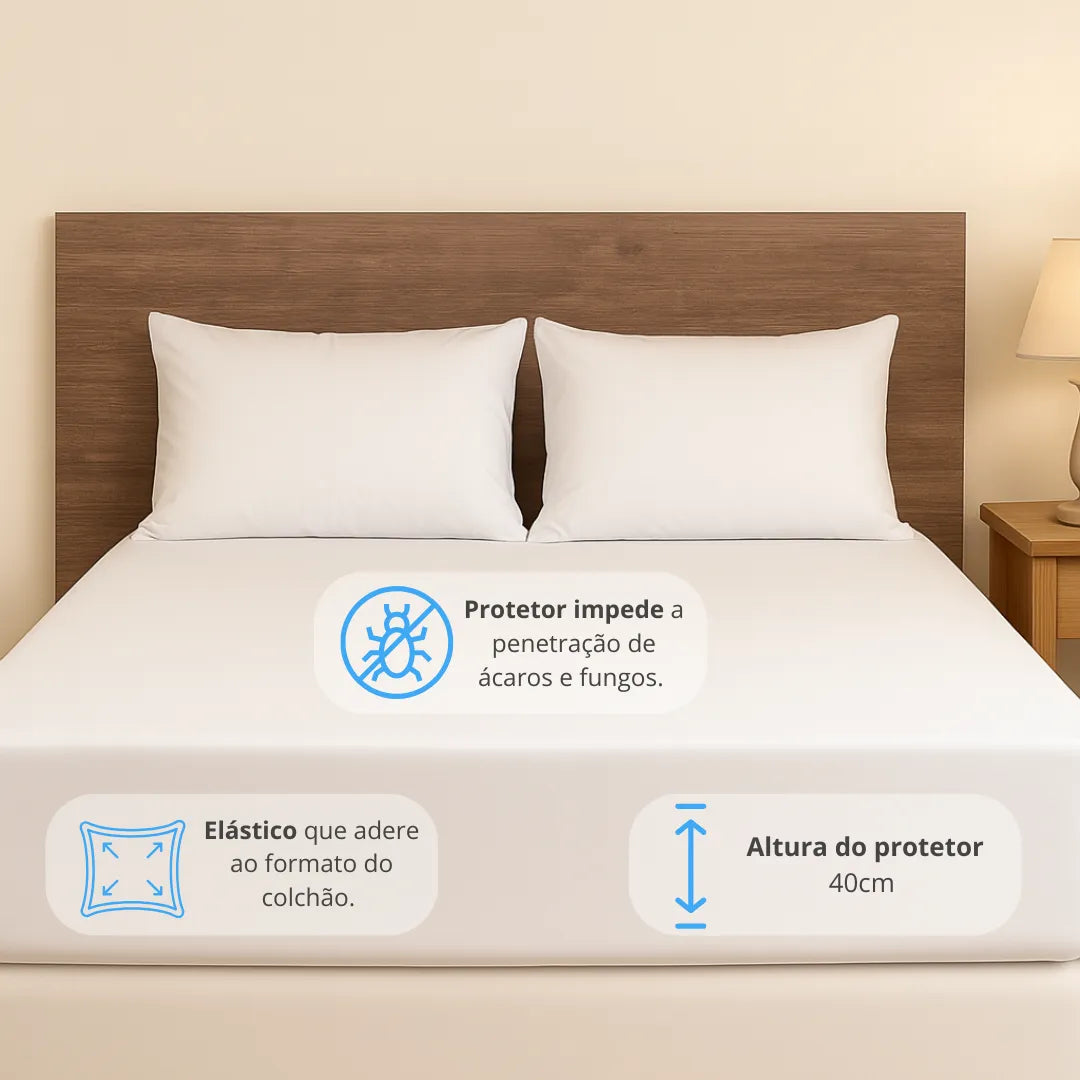 Protetor de Colchão Impermeável Liso - Com Elástico 