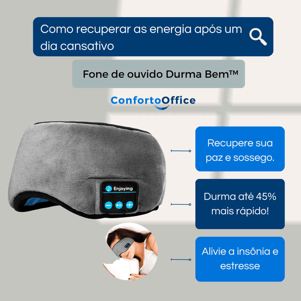 Durma Bem™ - Fone de ouvido Bluetooth Com Bloqueio de Luz e Ruídos